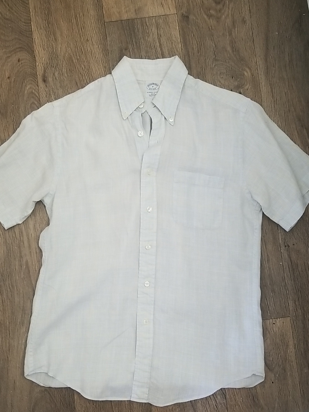 Brooks Brothers Pale Blue Linen Short-Sleeve Button-Down Shirt